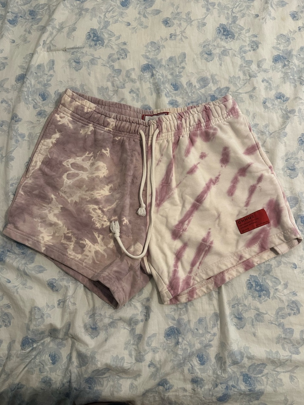 CHNGE Pink & White Tie-Dye Athletic Shorts